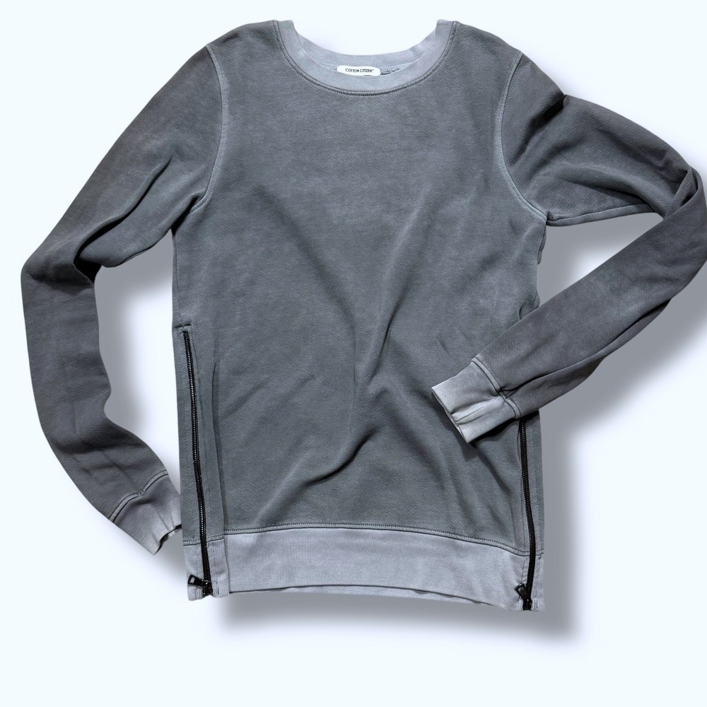 Cotton Citizen Cement Side Zip Sweatshirt Pullover Athleisure Casual Gray Sz S